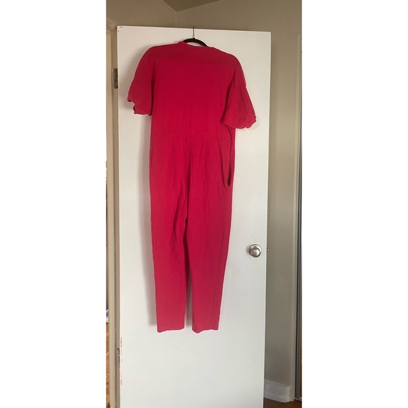 Vintage Vanity Fair “Hot Shots” waffle knit jumpsuit romper pink S asymmetric - Picture 2 of 5